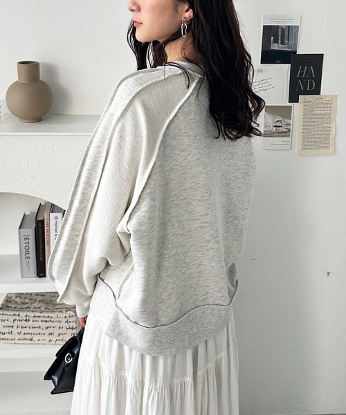 GeeRA（ジーラ）の「春にぴったり♪リメイク風刺しゅうロゴ裏毛スウェット（スウェット・レディース・ピンク/チャコール/オートミール・LARGE/X-LARGE/MEDIUM）」の10枚目の写真