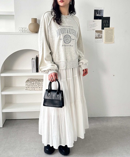 GeeRA（ジーラ）の「春にぴったり♪リメイク風刺しゅうロゴ裏毛スウェット（スウェット・レディース・ピンク/チャコール/オートミール・LARGE/X-LARGE/MEDIUM）」の11枚目の写真