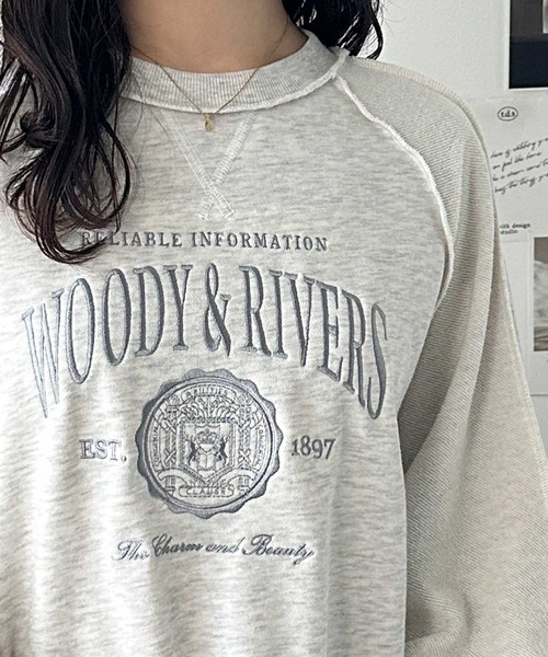 GeeRA（ジーラ）の「春にぴったり♪リメイク風刺しゅうロゴ裏毛スウェット（スウェット・レディース・ピンク/チャコール/オートミール・LARGE/X-LARGE/MEDIUM）」の9枚目の写真