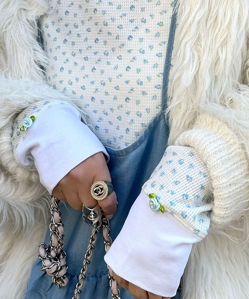 Alley Tokyo（アリートーキョー）の「花柄ワッフルロンT（Tシャツ/カットソー・レディース・イエロー/ブルー/ピンク・FREE）」の2枚目の写真