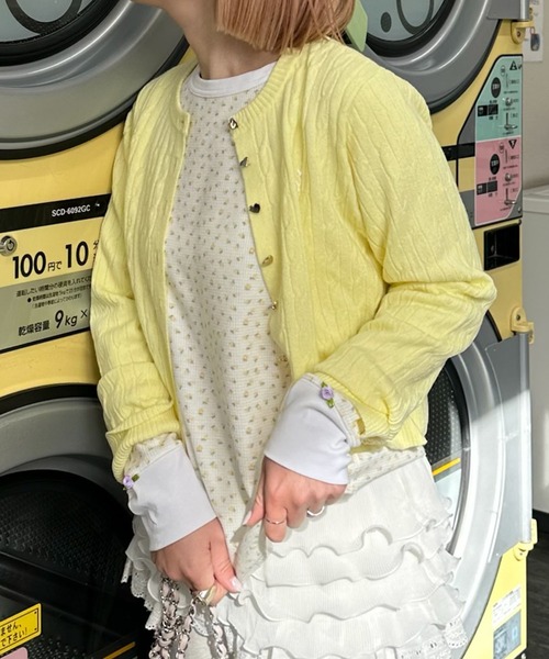 Alley Tokyo（アリートーキョー）の「花柄ワッフルロンT（Tシャツ/カットソー・レディース・イエロー/ブルー/ピンク・FREE）」の9枚目の写真