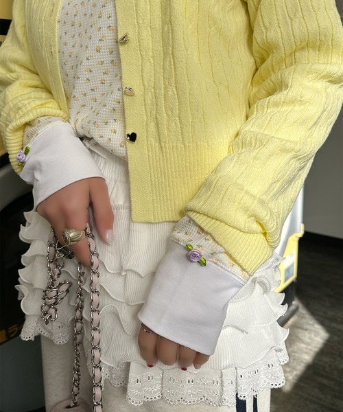 Alley Tokyo（アリートーキョー）の「花柄ワッフルロンT（Tシャツ/カットソー・レディース・イエロー/ブルー/ピンク・FREE）」の10枚目の写真