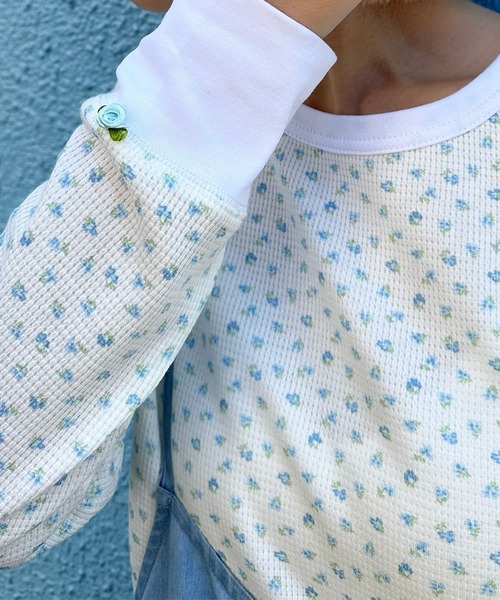 Alley Tokyo（アリートーキョー）の「花柄ワッフルロンT（Tシャツ/カットソー・レディース・イエロー/ブルー/ピンク・FREE）」の14枚目の写真