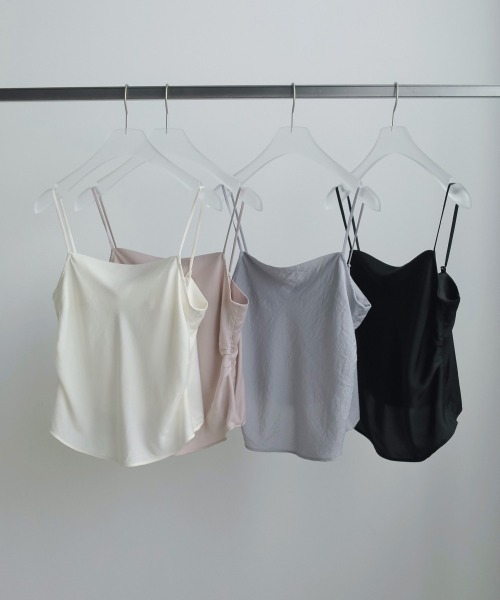キャミソール GATHER TULLE CAMISOLE Camisole in off-white modal with embroidered tulle