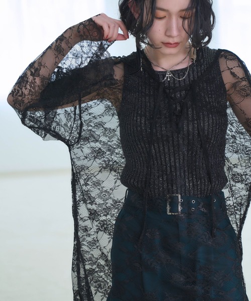 HARE（ハレ）の「2WAYレースVネックトップス(HARE)（Tシャツ/カットソー・レディース・ブルー/ブラック/ホワイト・FREE）」の15枚目の写真