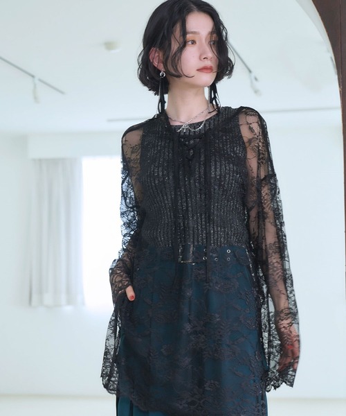 HARE（ハレ）の「2WAYレースVネックトップス(HARE)（Tシャツ/カットソー・レディース・ブルー/ブラック/ホワイト・FREE）」の16枚目の写真