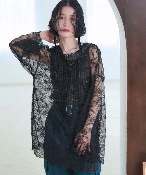 HARE（ハレ）の「2WAYレースVネックトップス(HARE)（Tシャツ/カットソー・レディース・ブルー/ブラック/ホワイト・FREE）」の17枚目の写真