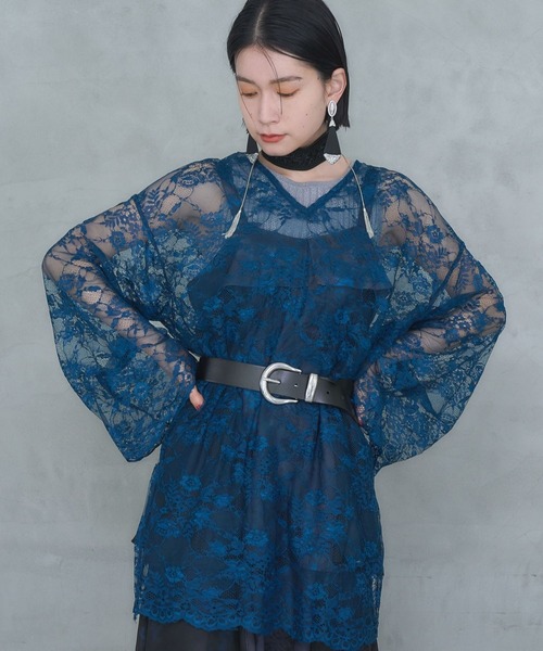 HARE（ハレ）の「2WAYレースVネックトップス(HARE)（Tシャツ/カットソー・レディース・ブルー/ブラック/ホワイト・FREE）」の19枚目の写真