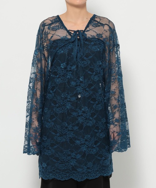 HARE（ハレ）の「2WAYレースVネックトップス(HARE)（Tシャツ/カットソー・レディース・ブルー/ブラック/ホワイト・FREE）」の21枚目の写真