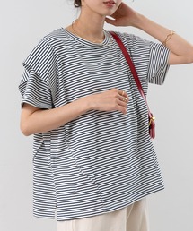 【SABUROKU】 レディライク な カジュアル スタイル が 叶う サイドフリル Tシャツ
