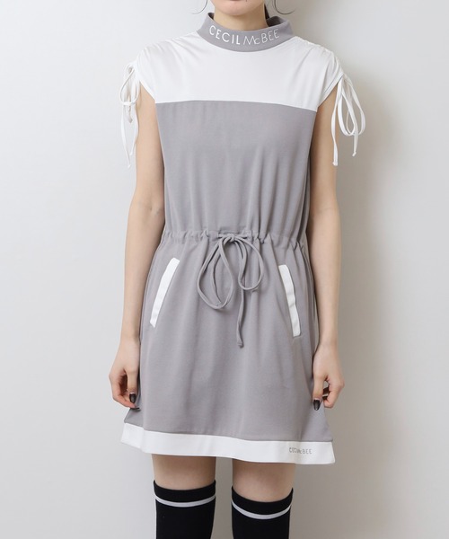 CECIL McBEE（セシルマクビー）の「バイカラーワンピース（ワンピース・レディース・グレー/ネイビー・2(M)/1(S)）」の9枚目の写真
