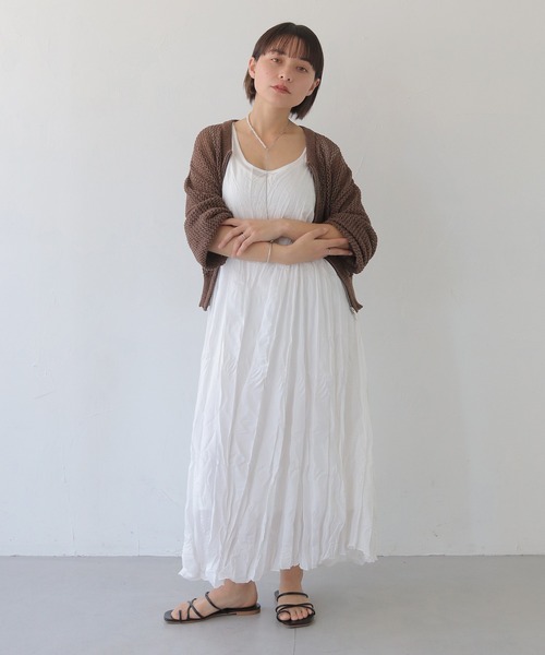 HER CLOSET（ハークローゼット）の「【shemoshelly】クリンクルロングワンピース（ワンピース・レディース・ブラック/ホワイト/グリーン/レッド/カーキ・M）」の11枚目の写真