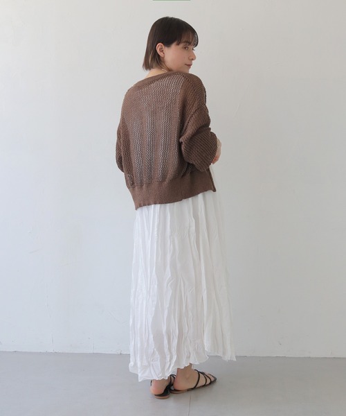 HER CLOSET（ハークローゼット）の「【shemoshelly】クリンクルロングワンピース（ワンピース・レディース・ブラック/ホワイト/グリーン/レッド/カーキ・M）」の14枚目の写真