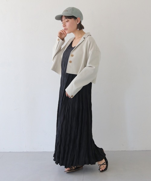 HER CLOSET（ハークローゼット）の「【shemoshelly】クリンクルロングワンピース（ワンピース・レディース・ブラック/ホワイト/グリーン/レッド/カーキ・M）」の22枚目の写真