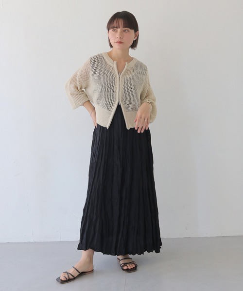 HER CLOSET（ハークローゼット）の「【shemoshelly】クリンクルロングワンピース（ワンピース・レディース・ブラック/ホワイト/グリーン/レッド/カーキ・M）」の21枚目の写真