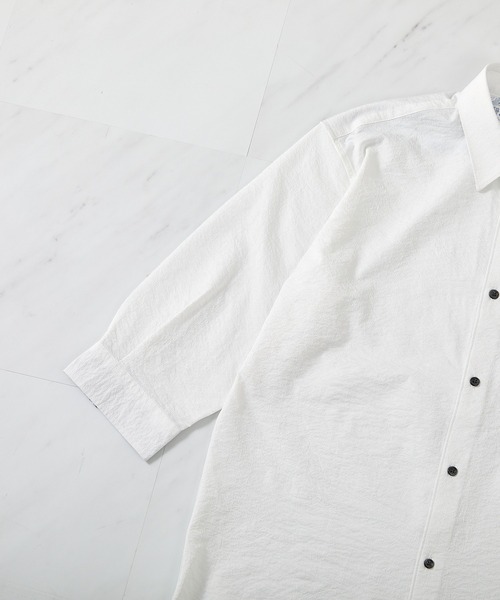 UNION STATION（ユニオンステーション）の「【抗菌・UVカット】ストレッチワッシャーワイドカラーシャツ（シャツ/ブラウス・メンズ・ホワイト/ネイビー/オレンジ/ダークブルー/ミント・S/M/L/LL）」の8枚目の写真