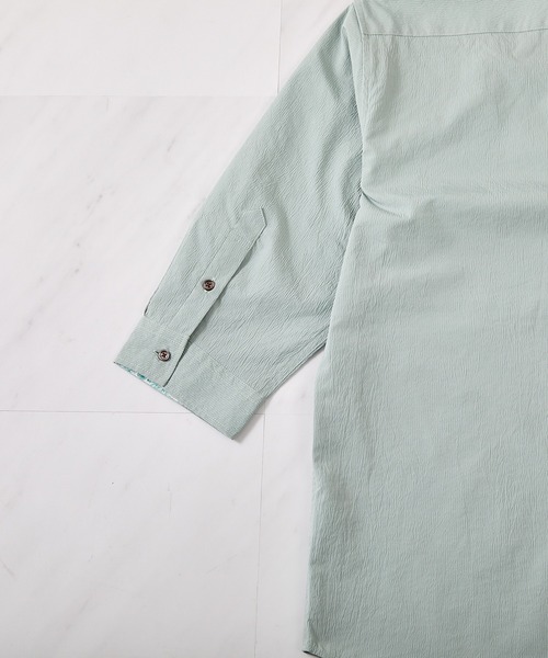 UNION STATION（ユニオンステーション）の「【抗菌・UVカット】ストレッチワッシャーワイドカラーシャツ（シャツ/ブラウス・メンズ・ホワイト/ネイビー/オレンジ/ダークブルー/ミント・S/M/L/LL）」の21枚目の写真