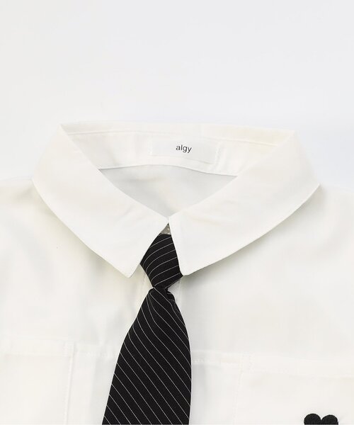 algy(アルジー)の「ネクタイ付きクロップドシャツ(シャツ/ブラウス・キッズ・オフホワイト/サックスブルー・XX-SMALL/X-SMALL/MEDIUM/SMALL)」の10枚目の写真