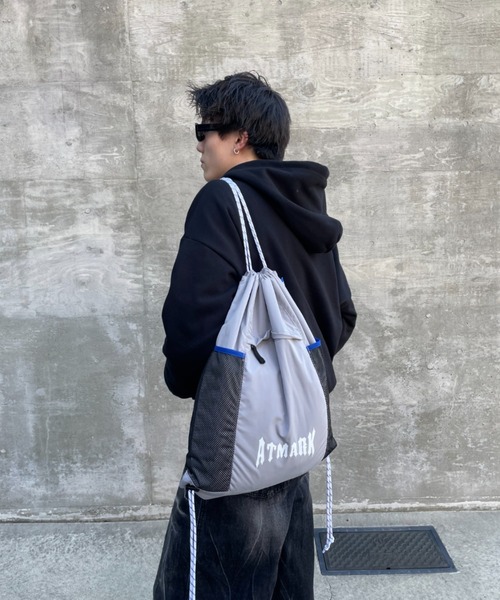 ATMARK（アットマーク）の「《フリーサイズ　/　UNISEX　》ATMARKロゴ　メッシュナップサック（バックパック/リュック・レディース・ピンク/ブラック/グレー・FREE）」の16枚目の写真