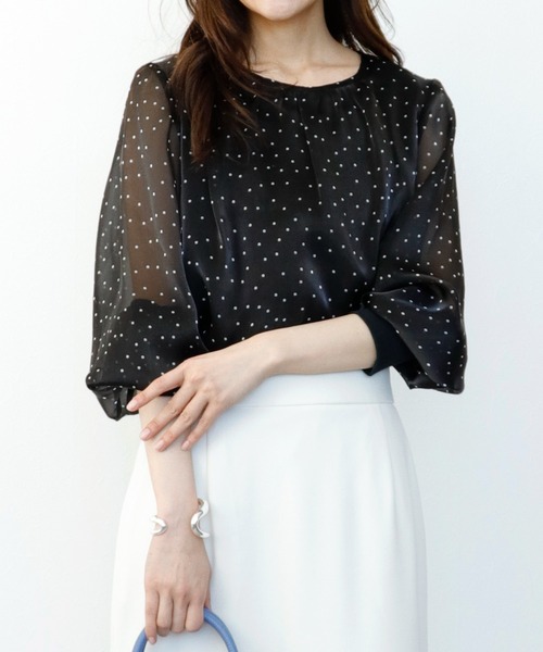 Jines（ジネス）の「シアードットブラウス（シャツ/ブラウス・レディース・ブラック/オフホワイト・38）」の2枚目の写真