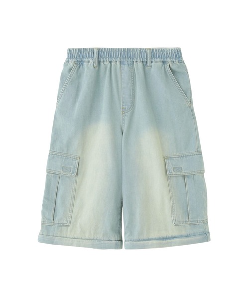 X-girl（エックスガール）の「FADED 2WAY WIDE LEG CARGO PANTS（デニムパンツ・レディース・ブラック/ライトインディゴブルー・S/M）」の13枚目の写真