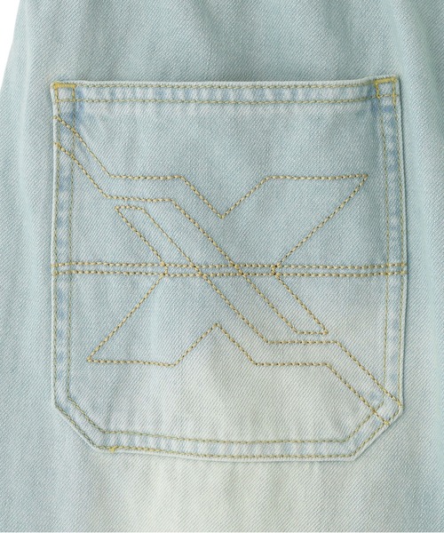 X-girl（エックスガール）の「FADED 2WAY WIDE LEG CARGO PANTS（デニムパンツ・レディース・ブラック/ライトインディゴブルー・S/M）」の19枚目の写真