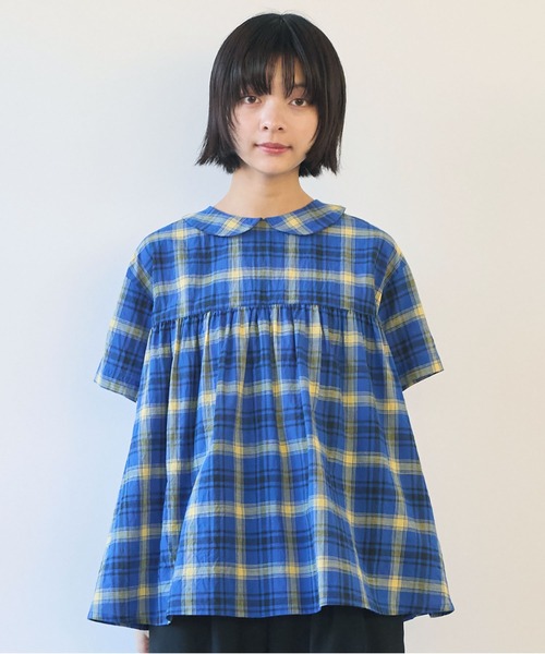 bulle de savon（ビュルデサボン）の「CHECK 丸衿ブラウス（シャツ/ブラウス・レディース・ブルー/レッド・FREE）」の18枚目の写真