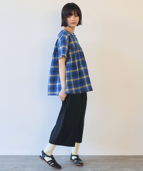bulle de savon（ビュルデサボン）の「CHECK 丸衿ブラウス（シャツ/ブラウス・レディース・ブルー/レッド・FREE）」の16枚目の写真