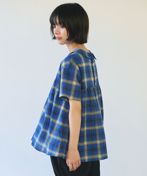 bulle de savon（ビュルデサボン）の「CHECK 丸衿ブラウス（シャツ/ブラウス・レディース・ブルー/レッド・FREE）」の21枚目の写真