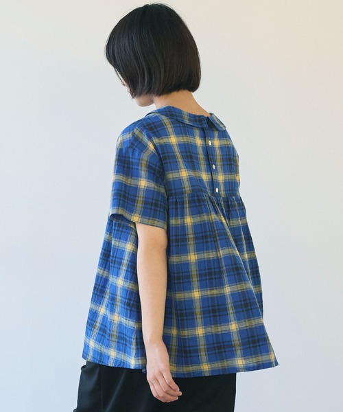 bulle de savon（ビュルデサボン）の「CHECK 丸衿ブラウス（シャツ/ブラウス・レディース・ブルー/レッド・FREE）」の22枚目の写真