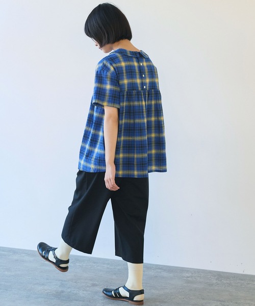 bulle de savon（ビュルデサボン）の「CHECK 丸衿ブラウス（シャツ/ブラウス・レディース・ブルー/レッド・FREE）」の17枚目の写真