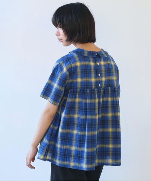 bulle de savon（ビュルデサボン）の「CHECK 丸衿ブラウス（シャツ/ブラウス・レディース・ブルー/レッド・FREE）」の19枚目の写真