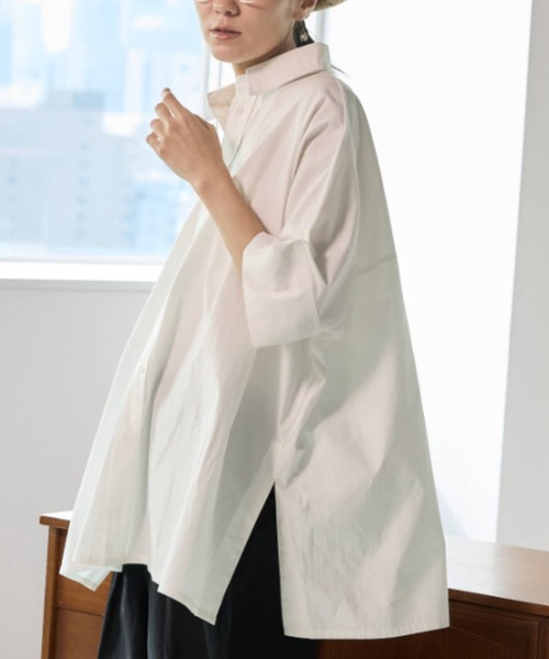 Libra Cue（リブラ キュー）の「ビックシルエットハーフスリーブシャツ（シャツ/ブラウス・レディース・その他1/その他2/ホワイト/ブラウン/ブラック・FREE）」の6枚目の写真