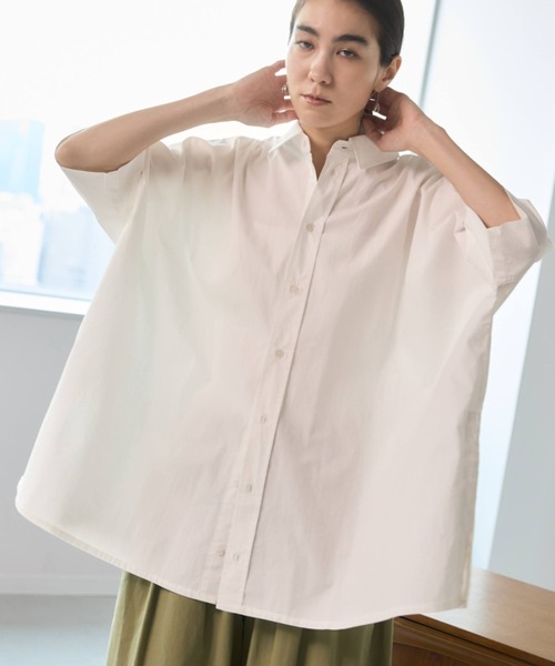 Libra Cue（リブラ キュー）の「ビックシルエットハーフスリーブシャツ（シャツ/ブラウス・レディース・その他1/その他2/ホワイト/ブラウン/ブラック・FREE）」の7枚目の写真