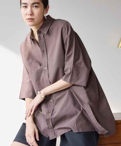 Libra Cue（リブラ キュー）の「ビックシルエットハーフスリーブシャツ（シャツ/ブラウス・レディース・その他1/その他2/ホワイト/ブラウン/ブラック・FREE）」の22枚目の写真