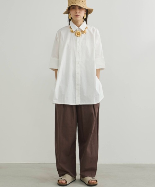 Libra Cue（リブラ キュー）の「ビックシルエットハーフスリーブシャツ（シャツ/ブラウス・レディース・その他1/その他2/ホワイト/ブラウン/ブラック・FREE）」の14枚目の写真