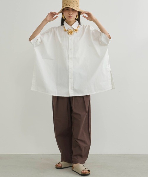 Libra Cue（リブラ キュー）の「ビックシルエットハーフスリーブシャツ（シャツ/ブラウス・レディース・その他1/その他2/ホワイト/ブラウン/ブラック・FREE）」の15枚目の写真