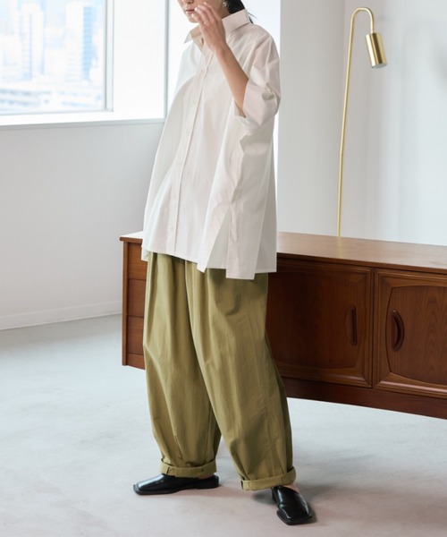 Libra Cue（リブラ キュー）の「ビックシルエットハーフスリーブシャツ（シャツ/ブラウス・レディース・その他1/その他2/ホワイト/ブラウン/ブラック・FREE）」の9枚目の写真