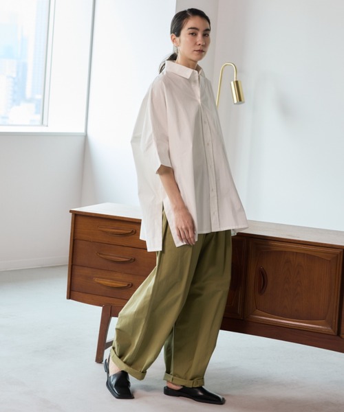 Libra Cue（リブラ キュー）の「ビックシルエットハーフスリーブシャツ（シャツ/ブラウス・レディース・その他1/その他2/ホワイト/ブラウン/ブラック・FREE）」の10枚目の写真