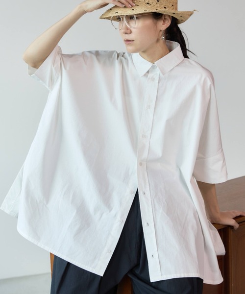 AURALEE ビッグハーフスリーブシャツ AURALEE ハーフスリーブウォッシュドフィンクスツイルビッグ