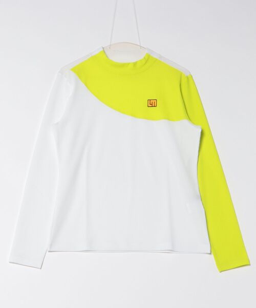 Loudmouth(ラウドマウス)の「LOUDMOUTH/ラウドマウス ゴルフウェア ブランド ロゴ 配色切替 ハート プリント ハイネック 長袖 シャツ Tシャツ メッシュトリコット UVカット ストレッチ(Tシャツ/カットソー・レディース・ライトイエロー/ホワイト/パープル/ブラック・M/L/LL)」の1枚目の写真