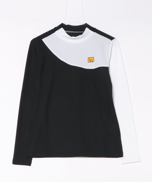 Loudmouth(ラウドマウス)の「LOUDMOUTH/ラウドマウス ゴルフウェア ブランド ロゴ 配色切替 ハート プリント ハイネック 長袖 シャツ Tシャツ メッシュトリコット UVカット ストレッチ(Tシャツ/カットソー・レディース・ライトイエロー/ホワイト/パープル/ブラック・M/L/LL)」の3枚目の写真