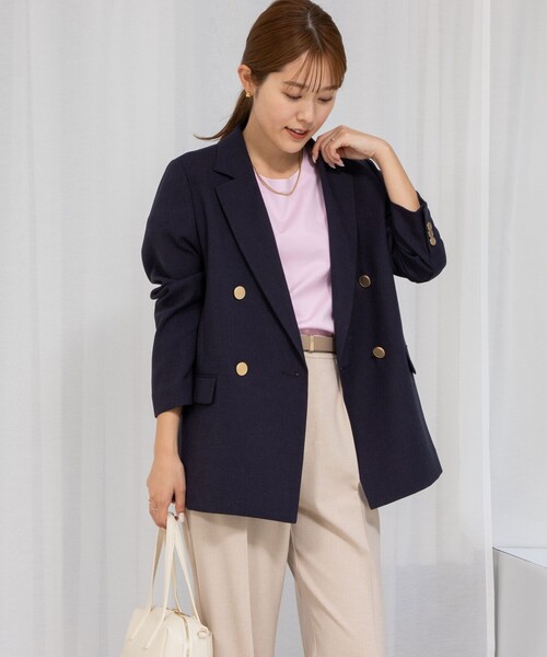 タグ付き✨️Noela　ノエラ　ダブルテーラードジャケット　羽織り　水色　F Noela - タグ付き✨️Noela ノエラ ダブルテーラードジャケット