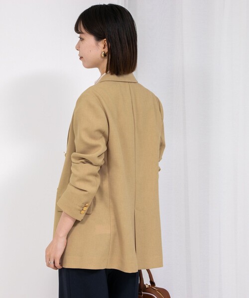NOLLEY’S（ノーリーズ）の「ウォッシャブル綿麻スラブダブルジャケット（テーラードジャケット・レディース・ネイビー/ベージュ/キャメル・34/36/38/40）」の15枚目の写真