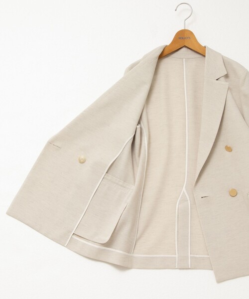 NOLLEY’S（ノーリーズ）の「ウォッシャブル綿麻スラブダブルジャケット（テーラードジャケット・レディース・ネイビー/ベージュ/キャメル・34/36/38/40）」の6枚目の写真