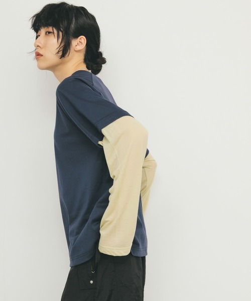 KBF(ケイビーエフ)の「シアースイッチングラグランTEE(Tシャツ/カットソー・レディース・ピンク/ネイビー・ONE)」の10枚目の写真