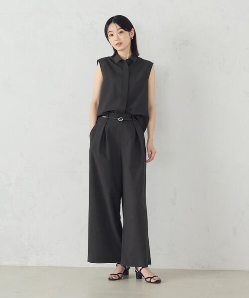 COMME CA ISM（コムサイズム）の「【セットアップ対応】クロスタックワイドパンツ（その他パンツ・レディース・チャコール/ベージュ・MEDIUM/LARGE）」の6枚目の写真