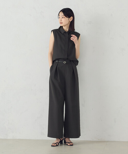 COMME CA ISM（コムサイズム）の「【セットアップ対応】クロスタックワイドパンツ（その他パンツ・レディース・チャコール/ベージュ・MEDIUM/LARGE）」の7枚目の写真