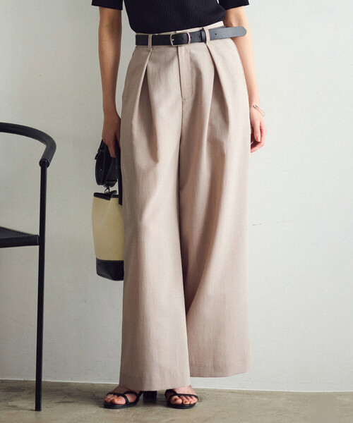 COMME CA ISM（コムサイズム）の「【セットアップ対応】クロスタックワイドパンツ（その他パンツ・レディース・チャコール/ベージュ・MEDIUM/LARGE）」の2枚目の写真