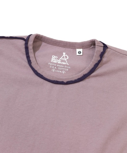 go slow caravan(ゴースローキャラバン)の「USA/C カットオフ 歪み切替 ゆったり TEE(Tシャツ/カットソー・メンズ・アイボリー/ラベンダー・LARGE/MEDIUM)」の3枚目の写真